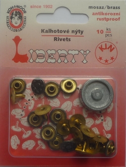 Rivets with Tool 9.4mm (10 pcs), Nickel antique